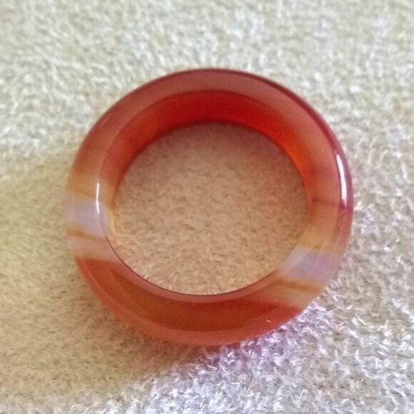 Apricot + Orange Bands ~ Agate Stone Band Size 7 ~ Friendship + Promise Rings - Picture 6 of 9